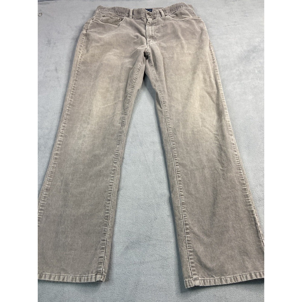 Vintage Polo Ralph Lauren Pants Men 35x30 Brown Gray Corduroy‎ Pin Wale Straight